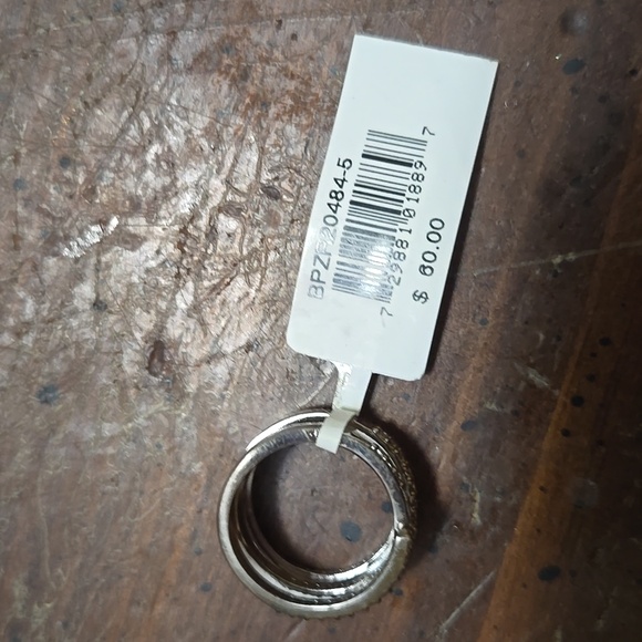 Macy's Cubic Zirconia 5 Row Bypass Ring in Silver Plate & 18k Gold Plate ✨️ NWT - Picture 2 of 4